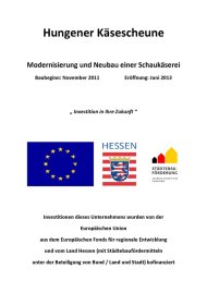 Hinweisschild Modernisierung und Neubau einer Schaukäserei mit Logos der EU, Land Hessen und Städtebauförderung
